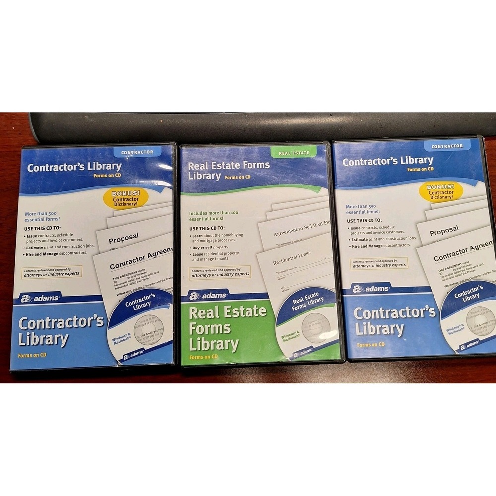 Adams Business Forms Software CD Lot Contractor Library Real Estate Forms Templa